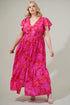 Blissa Floral Button Midi Dress Curve